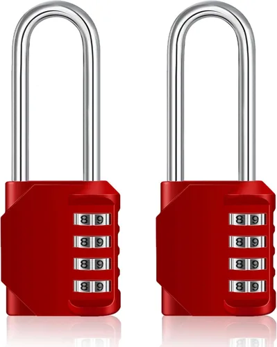 ZHEGE Candado de 2 unidades, candado de combinación de grillete de 2.6 pulgadas de largo, resistente a la intemperie, cerradura de número de 4
