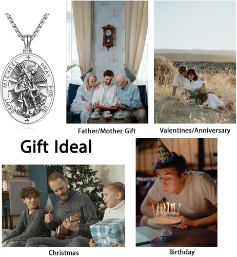 Miniatura 6 de DOTBJ Collar de plata de ley 925amuleto con medalla de San Valentín, regalos de Navidad para hombres y mujeres