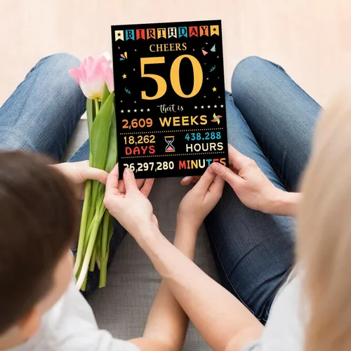 Miniatura 6 de Sutjxc Tarjeta de feliz cumpleaños 50 para marido y esposa, regalos vintage de 50 cumpleaños para papá y mamá, decoraciones retro de cumpleaños