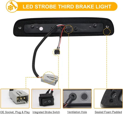 Miniatura 5 de R&F Auto lámpara de parada LED estroboscópica de montaje alto compatible con F-250 F-350 F-450 F-550 Super Duty (1999-2016), para Ranger (1993-2011)