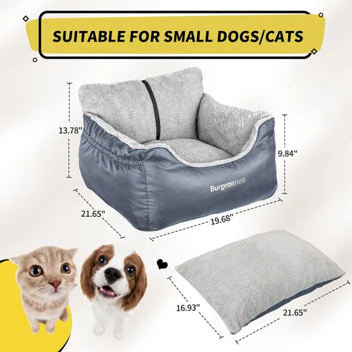 Miniatura 2 de BurgeonNest Asiento de Coche para Perros Pequeños, Asientos Elevadores Suaves Lavables para Mascotas Pequeñas de Menos de 25 Libras, Asiento de Gris