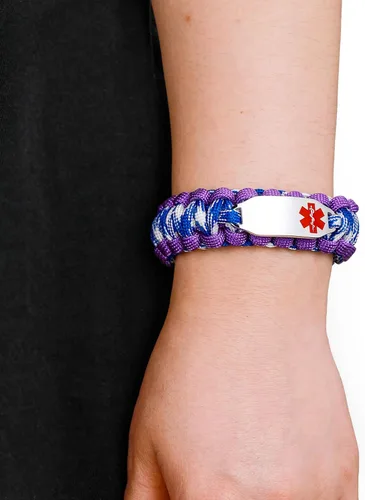 Miniatura 72 de Pulsera de alerta médica Paracord para hombres y mujeres Pulsera de identificación médica de acero inoxidable con hebillas de liberación lateral