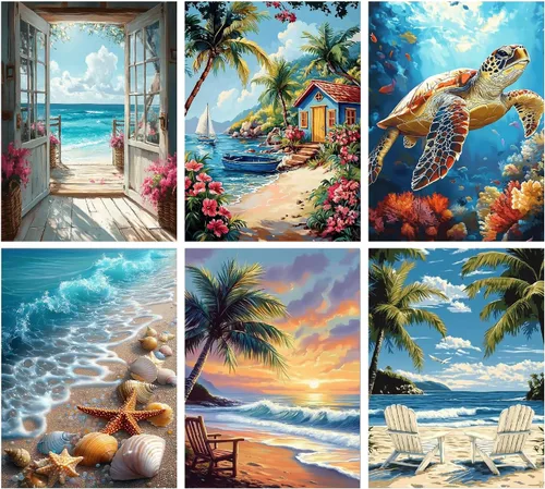 Miniatura 16 de KICHANG 4 paquetes de pintura por números para adultos, pintura al óleo acrílica de animales por números sobre lienzo, kits de pintura para adultos