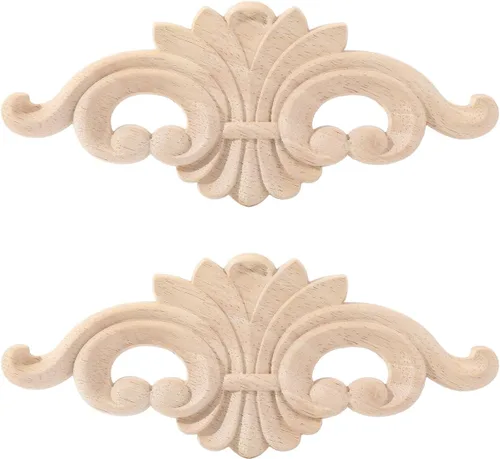 Miniatura 24 de Apliques de madera - Onlays tallados a mano (sin pintar) para puerta, pared, gabinete, chimenea y armario