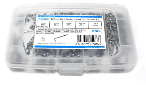 Miniatura 76 de iexcell 25 piezas M4 x 60/65/70/75/3.150 in paso de rosca 0.028 in acero inoxidable 304 cabeza hexagonal Tornillos Tornillos surtido Kit