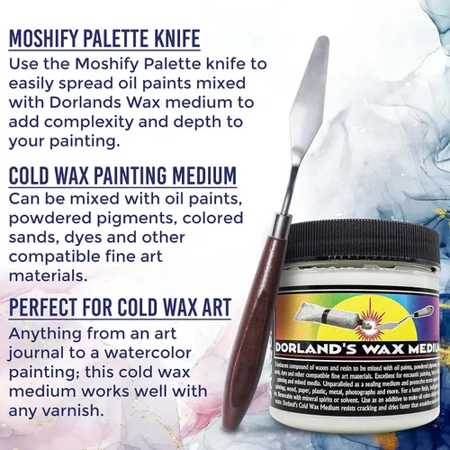 Miniatura 5 de Cera Jacquard Dorlands 4fl oz - Cera fría mediana hecha en EE. UU. - Pintura al óleo - Sellador para acuarela - Incluye cuchillo de paleta Moshify