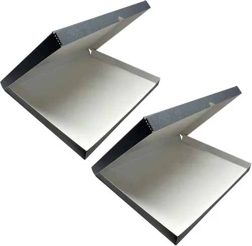 Lineco Caja de Almacenamiento de Folio, Diseño de Concha de Almeja con Borde de Metal. 23.5 x 30.5 x 1.75 pulgadas, Cartón de Archivo, Conserva