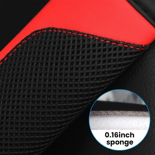 Miniatura 2 de BESULEN - Juego de 2 almohadillas para cinturón de seguridad de auto, protector de correa de hombro de malla de cuero universal, almohadilla de Rojo