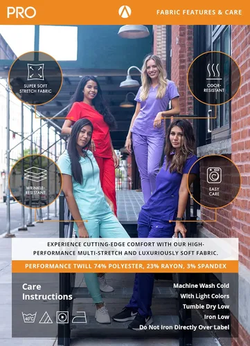 Miniatura 7 de Adar Pro - Conjunto de ropa quirúrgica con mejora de movimiento para mujer, blusa médica con cuello en V y pantalón médico deportivo y para yoga