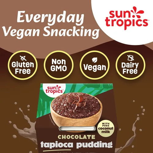 Miniatura 7 de Sun Tropics Pudín de Tapioca, Chocolate Pudines Veganos, Pudines Sin Lácteos Sin Gluten, Sin OGM Copitas de Pudín Listas para Comer 4.0oz
