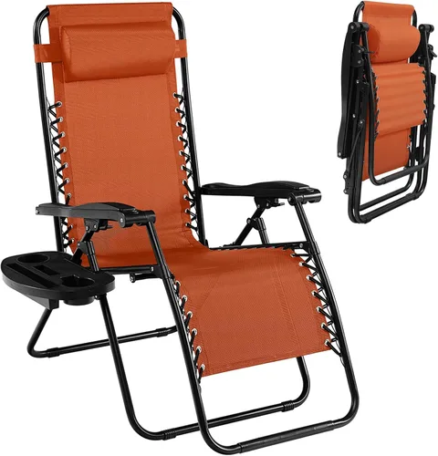 Miniatura 15 de Tangkula Zero Gravity - Silla plegable para patio, reclinable, ajustable, con soporte para tazas, reposabrazos anchos para patio, jardín, piscina