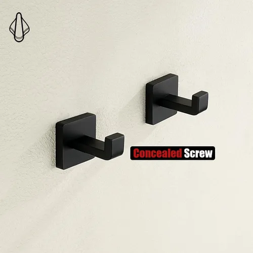 Miniatura 4 de JQK TH250-PB-P2 - Gancho para toallas de baño, color negro, para cocina, garaje, acero inoxidable 304, grosor de 0.031 in, 2 unidades, negro mate