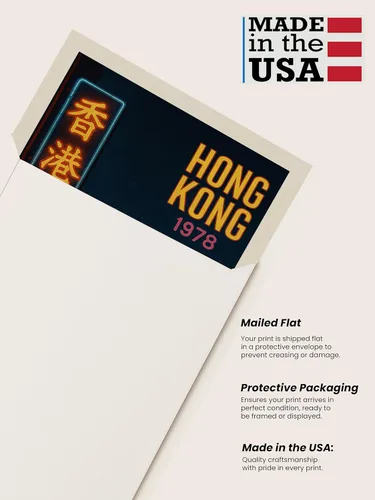 Miniatura 3 de AMERICAN LUXURY GIFTS Póster vintage de viaje de Hong Kong, horizonte nocturno retro de 1978, impresión sin marco de 8 x 10 pulgadas, arte de pared