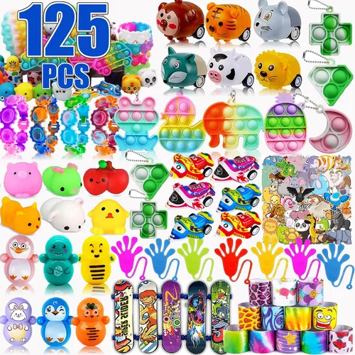 Pebatoor 128 piezas de recuerdos de fiesta para niños de 4 a 8 años, juguetes para ansiedad a granel, rellenos de bolsas de golosinas de piñata,