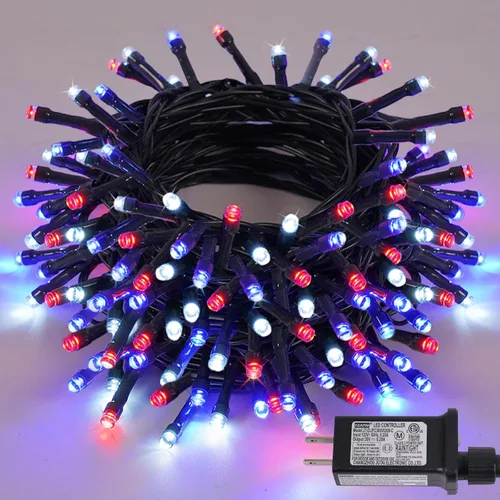 Miniatura 20 de YEGUO 200 luces LED de 66 pies para Navidad, exteriores, impermeables, cadena de luces blancas cálidas para interiores, 8 modos, cable verde, luz