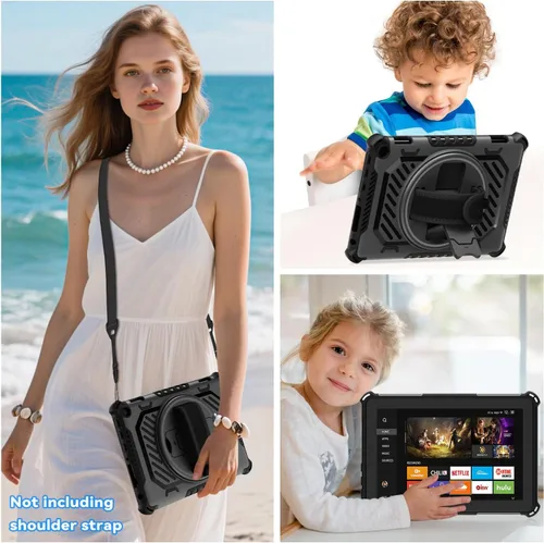 Miniatura 7 de ROISKIN Funda para Tablet Fire HD 10 de 2023 con soporte de patada de 360 y correa de mano