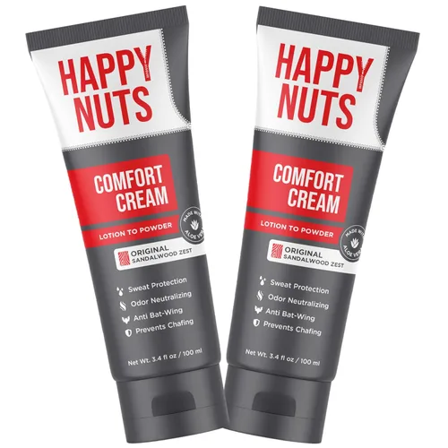Miniatura 18 de HAPPY NUTS Desodorante en crema Comfort para hombres: defensa del sudor antirozaduras, control de olores, sin aluminio, esencial de viaje