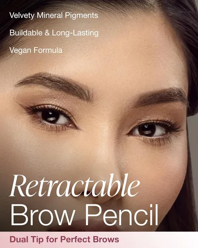 Miniatura 3 de Mineral Fusion Lápiz retráctil para cejas (marrón medio) - Ganador del premio TZR Beauty Heroes 2025 - Forma y define las cejas con cepillo