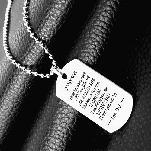 Miniatura 3 de To My Son Dog Tag Military Stainless Steel Pendant Necklace gifts for Men Teen boys,Birthday Graduation Christmas Gifts to Son from Dad Mom