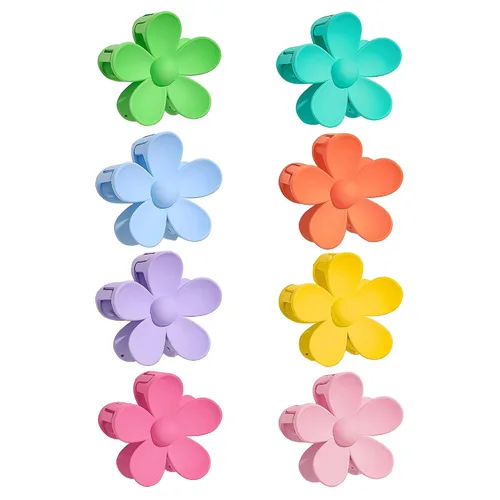 Miniatura 7 de Pinzas para el cabello con diseño de flores, 8 unidades, lindas y grandes, antideslizantes, pinzas de sujeción fuerte, accesorios para el cabello