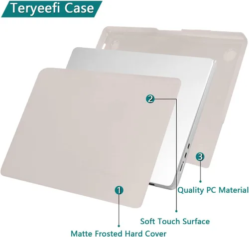 Miniatura 4 de Teryeefi Funda compatible con M3 MacBook Air de 15 pulgadas 2023 2024 versión A3114/A2941, carcasa rígida de plástico con cubierta de teclado