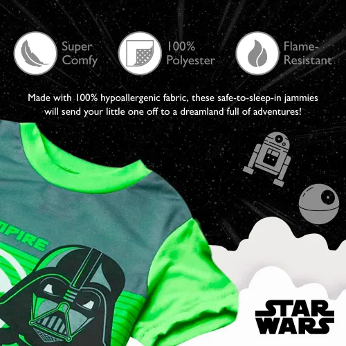 Miniatura 3 de Star Wars Boys' The Mandalorian 3-Piece Loose-Fit Pajamas Set
