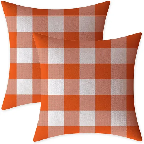 Miniatura 17 de Fundas de almohada decorativas rústicas de Aqua y blanco a cuadros estilo búfalo para sofá, funda de almohada para granja, decoración