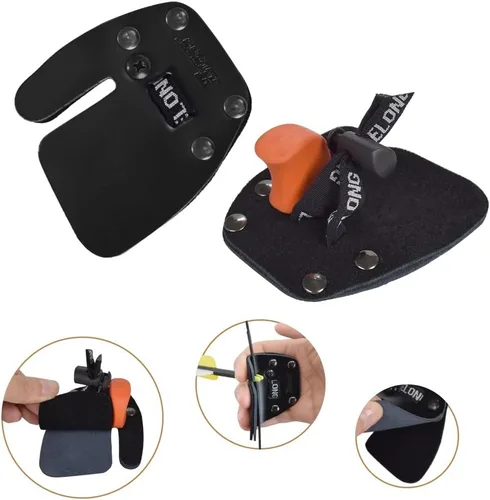 Miniatura 7 de Lengüetas de tiro con arco para dedos y protección de piel de vaca para arco recurvo para diestros