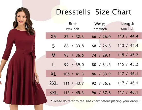 Miniatura 4 de DRESSTELLS Cocktail Dress for Women, Vintage Modest Wedding Guest 34 Sleeves Fall Dresses 2023, Formal Church Dress