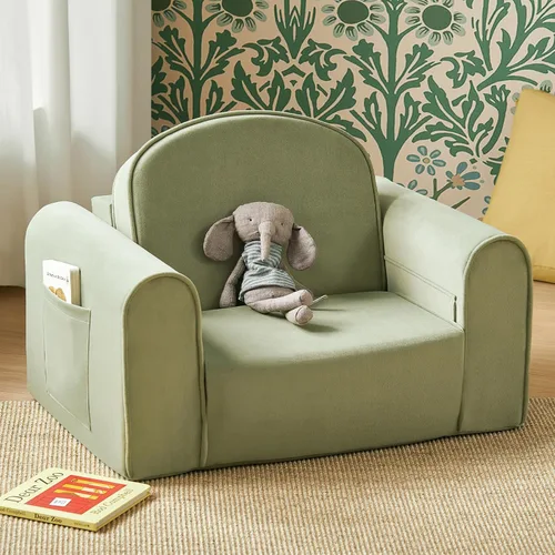 Miniatura 9 de Tiny Land Sofá Plegable 2 en 1 para Niños con Bolsillos – Sofá Suave y Grueso para Niños Pequeños, Sofá Reclinable, Silla Convertible para Niños