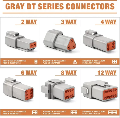 Miniatura 4 de IWISS Deutsch Kit de conectores DT en configuraciones de 2, 3, 4, 6, 8 y 12 pines, contactos estampados tamaño 16, conectores eléctricos