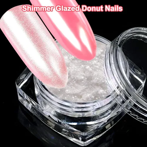 Miniatura 3 de 2 cajas de polvo de uñas de cromo perla blanca – Polvo de pigmento cromado transparente transparente brillante para uñas, uñas inspiradas efecto