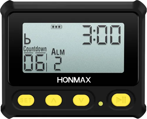Miniatura 9 de Temporizador de intervalo 8200 y cronómetro, retroiluminación, carga USB-C, reloj Negro y amarillo