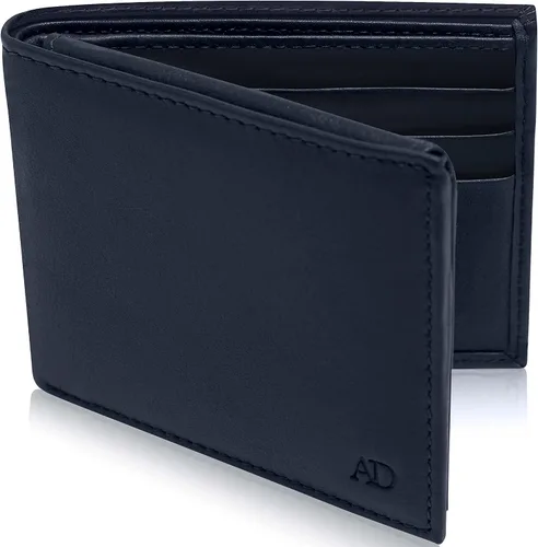 Miniatura 7 de Access Denied Billeteras delgadas de cuero plegable para hombre, cartera minimalista para hombre, con bloqueo RFID, tarjetero con ventana