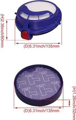 Miniatura 6 de Kits de filtro de repuesto para piezas de repuesto DC25 incluye filtro premotor lavable 919171-02 y filtro de motor de poste 916188-05