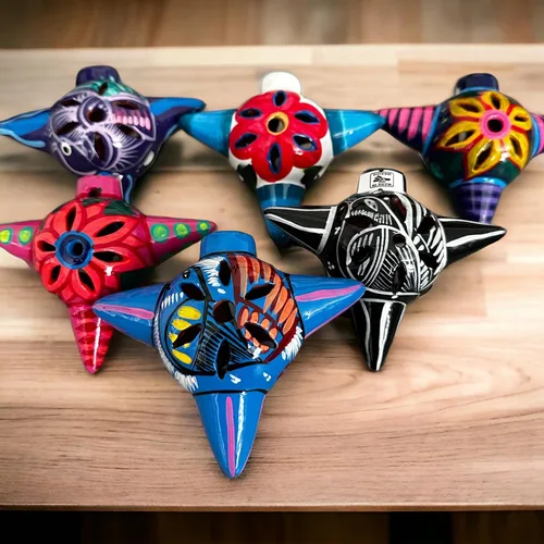 Miniatura 2 de Juego de 4 vibrantes adornos navideños de talavera de cerámica mexicana hechos a mano