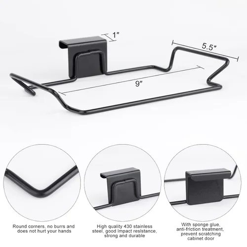 Miniatura 2 de Soporte Grande de Acero Inoxidable para Bolsas de Basura para Puertas y Armarios de Cocina, Negro