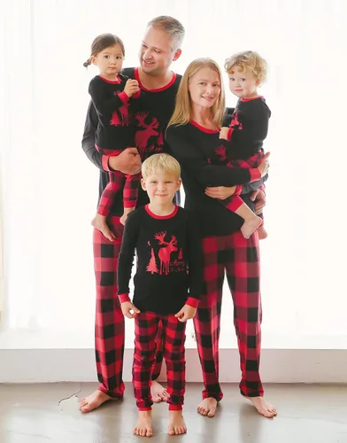 Miniatura 51 de VAENAIT BABY Infant Toddler Kids Adult Couple Family Matching Women Men Christmas Pjs Xmas Holiday Buffalo Plaid Pajama Set
