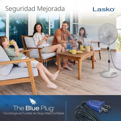 Miniatura 6 de Lasko 1646 - Ventilador de pedestal oscilante y ajustable con temporizador y control remoto para uso en interiores, dormitorio, sala de estar, Blanco