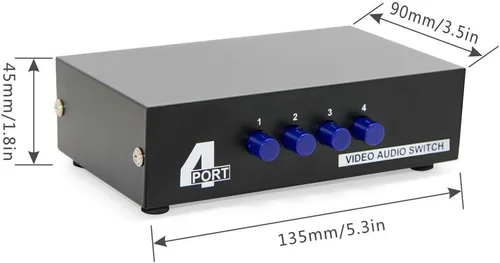Miniatura 5 de Panlong Interruptor AV de 4 vías, conmutador RCA, 4 entradas y 1 salida, vídeo compuesto, audio estéreo L/R, caja de selección para DVD, STB