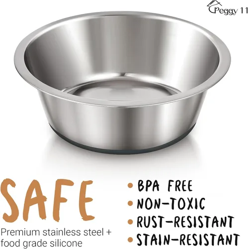 Miniatura 2 de PEGGY11 Cuencos Profundos de Acero Inoxidable Antideslizantes para Perros - Paquete de 2, 2 Tazas
