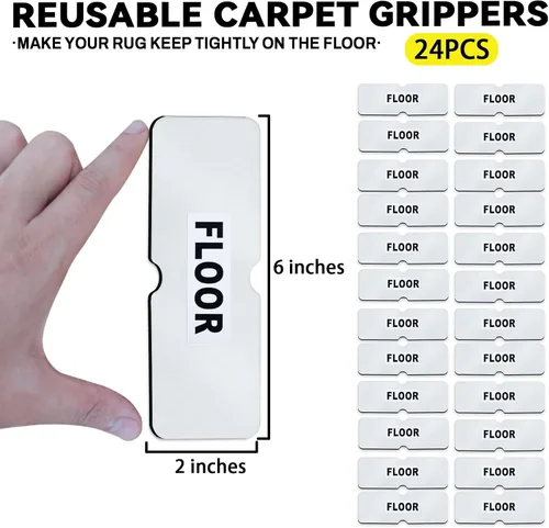 Miniatura 2 de Agarres antideslizantes para alfombras, almohadillas de cinta reutilizables, no dañan suelos de madera dura, adhesivos de esquina de alfombra