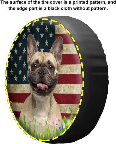 Miniatura 6 de Cubierta de neumático de repuesto para perro salchicha con gafas de sol con bandera de Estados Unidos, fundas protectoras de ruedas a prueba