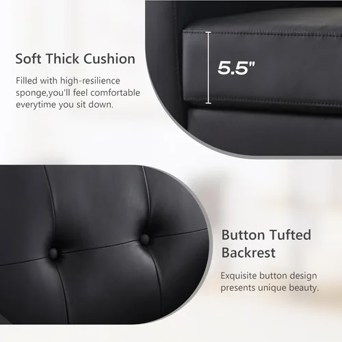 Miniatura 4 de HUIMO Leather Accent Chair, Button Tufted Living Room Chairs Easy to Install, Upholstered Arm Chair for Living Room Bedroom Study Office
