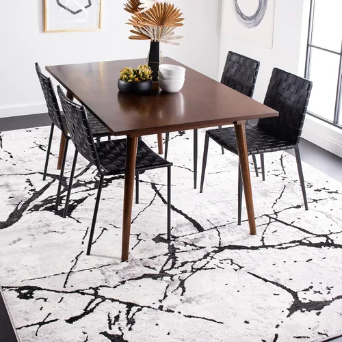 Miniatura 29 de SAFAVIEH Amelia Collection - Alfombra decorativa de 2 x 4 pies, gris y negro, diseño abstracto moderno, no desprende pelusa y de fácil cuidado