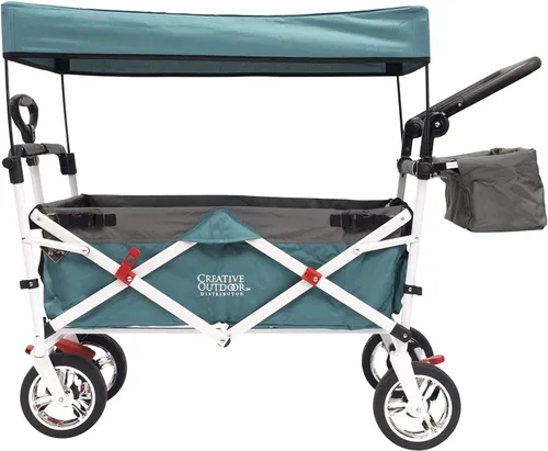 Miniatura 6 de Creative Outdoor Distributor Carro de empuje para niños, plegable con toldo extraíble, azul marino