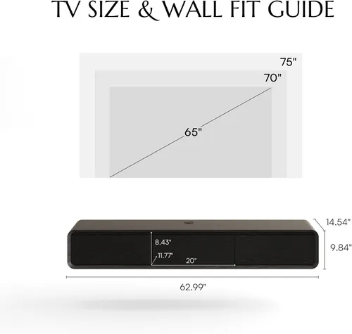 Miniatura 7 de POVISON - Soporte de TV flotante minimalista totalmente ensamblado, moderno centro de entretenimiento montado en la pared con 3 puertas abatibles