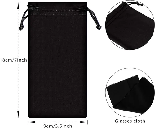 Miniatura 2 de Funda de microfibra para gafas de sol, bolsa suave con paño de limpieza para gafas, 25 piezas