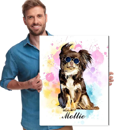 Miniatura 9 de Artsadd Impresión conmemorativa personalizada de retrato de mascotas, regalos artísticos hechos en Estados Unidos, lienzo de memoria personalizado