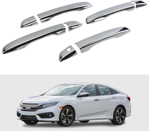 Cubierta de Manija de Puerta Cromada Compatible con Honda Civic Sedán Hatchback Coupé Tipo R de 10ª Generación 2016 2017 2018 2019 2020 2021 Manija